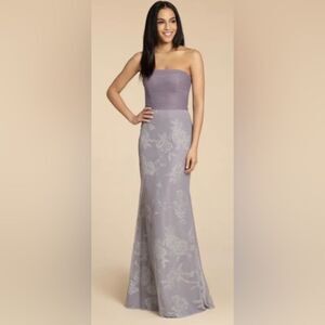 Hayley Paige Tulle Mauve Purple Strapless Bridesmaid Prom Dress NWT - Size 14